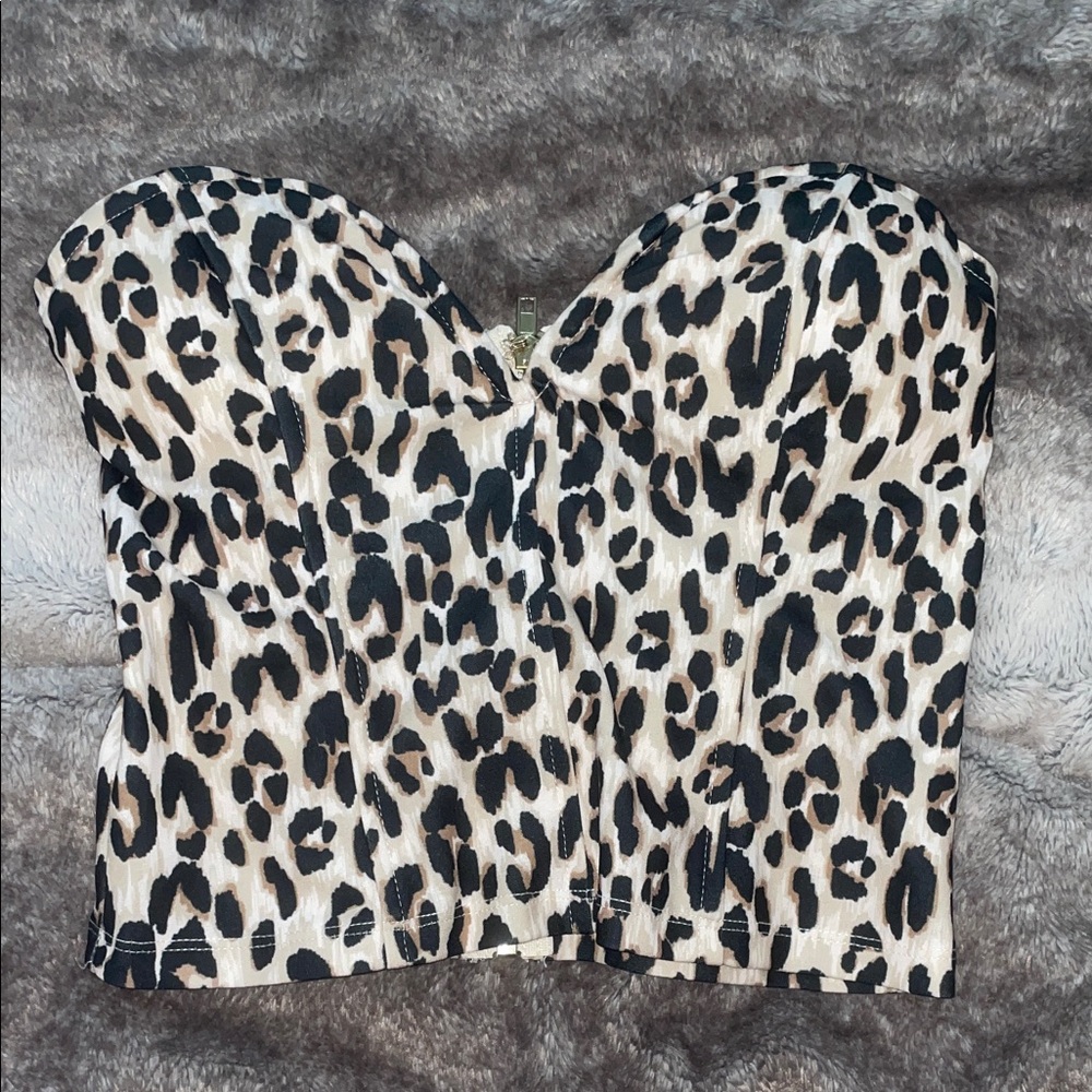 White Fox Boutique Animal Print Strapless Top